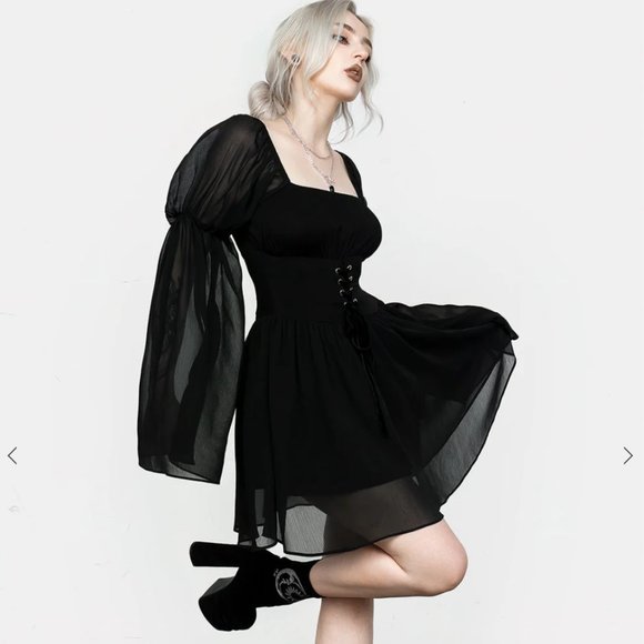 *NEW W/ TAGS* Disturbia: Bonnie Sheer Lace Up Mini Dress (Size US 8/UK 14) - Picture 3 of 10